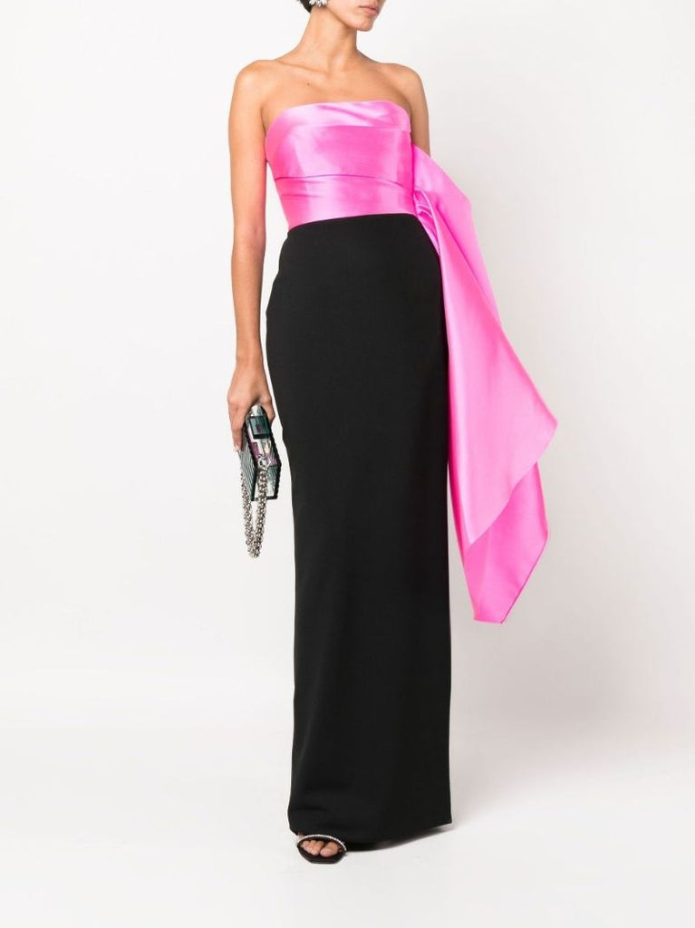 Black Milena Strapless Draped Maxi Dress