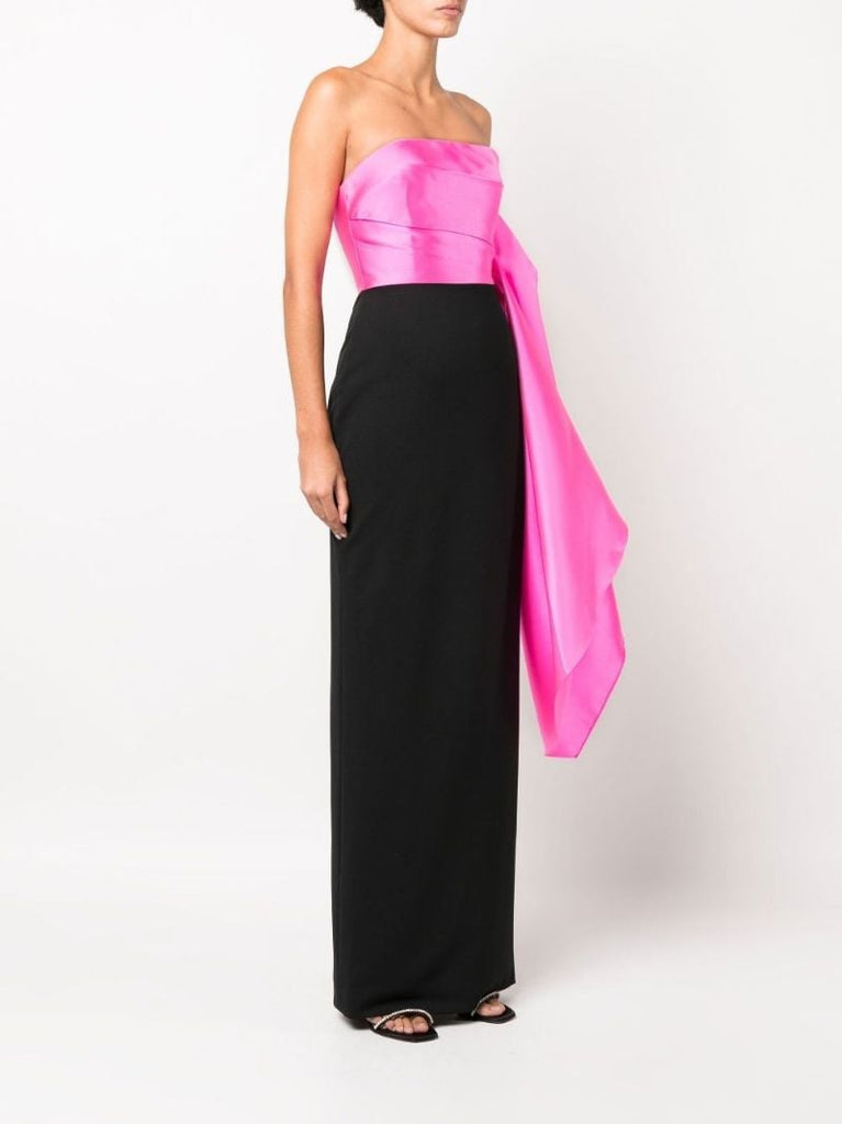 Black Milena Strapless Draped Maxi Dress