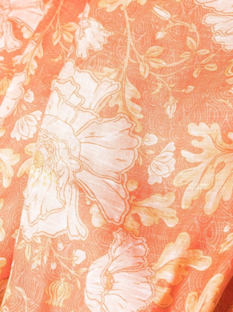 Orange Kaleidoscope Floral Print Mini Dress