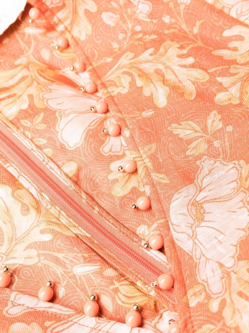 Orange Kaleidoscope Floral Print Mini Dress
