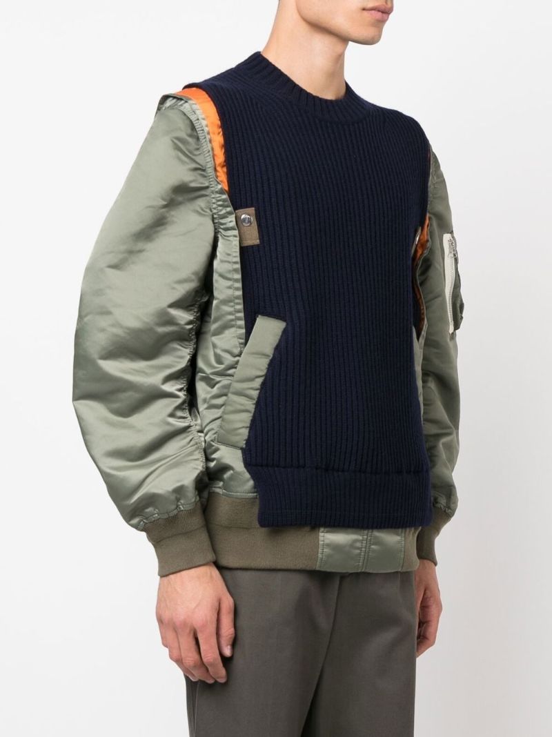 Green Panelled Sweater