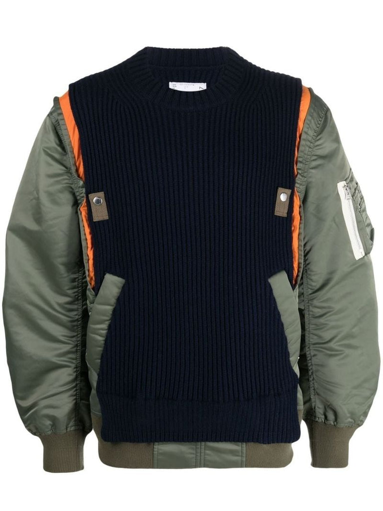 Green Panelled Sweater