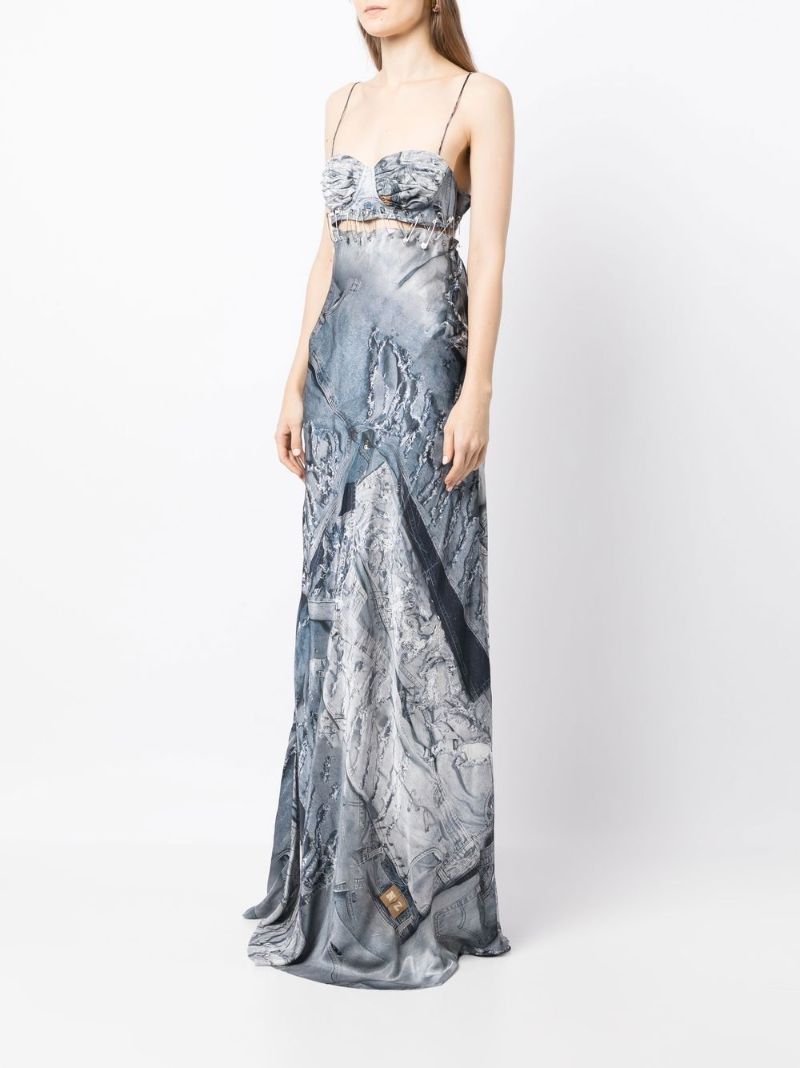 Blue Jeans Print Gown
