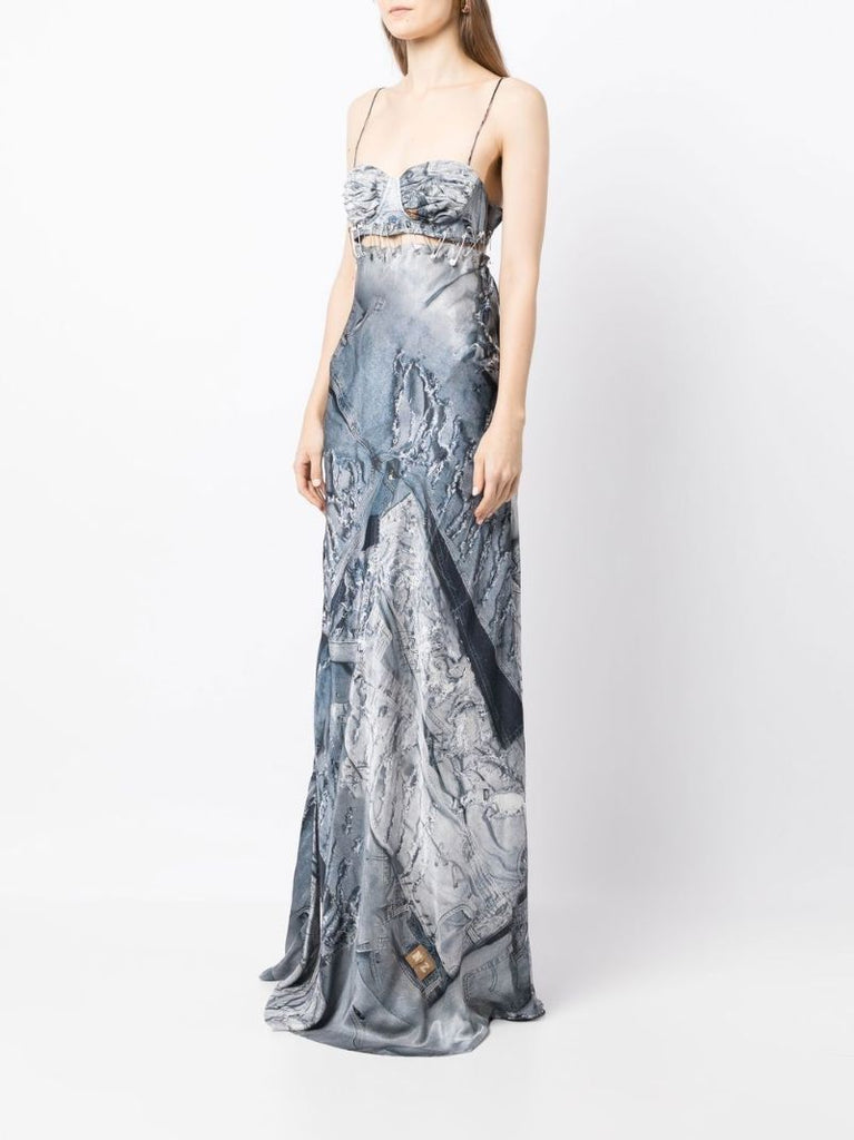 Blue Jeans Print Gown