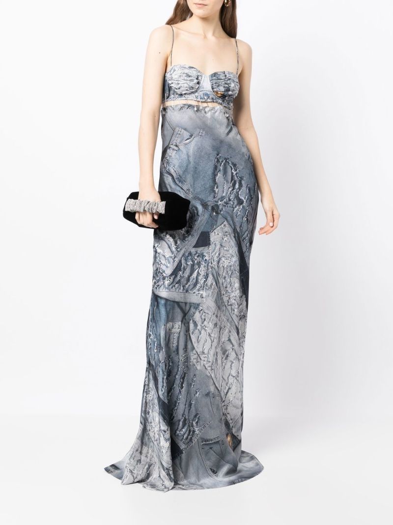 Blue Jeans Print Gown