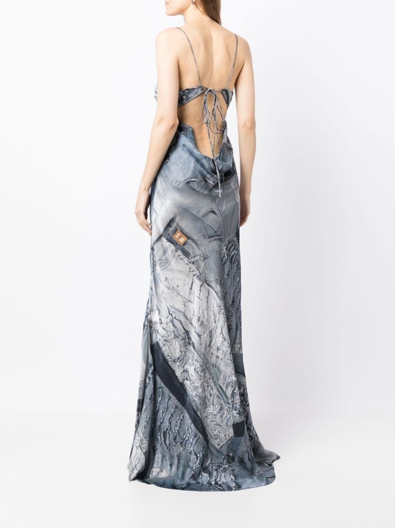Blue Jeans Print Gown