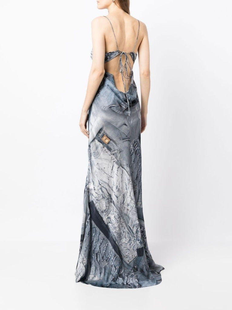 Blue Jeans Print Gown