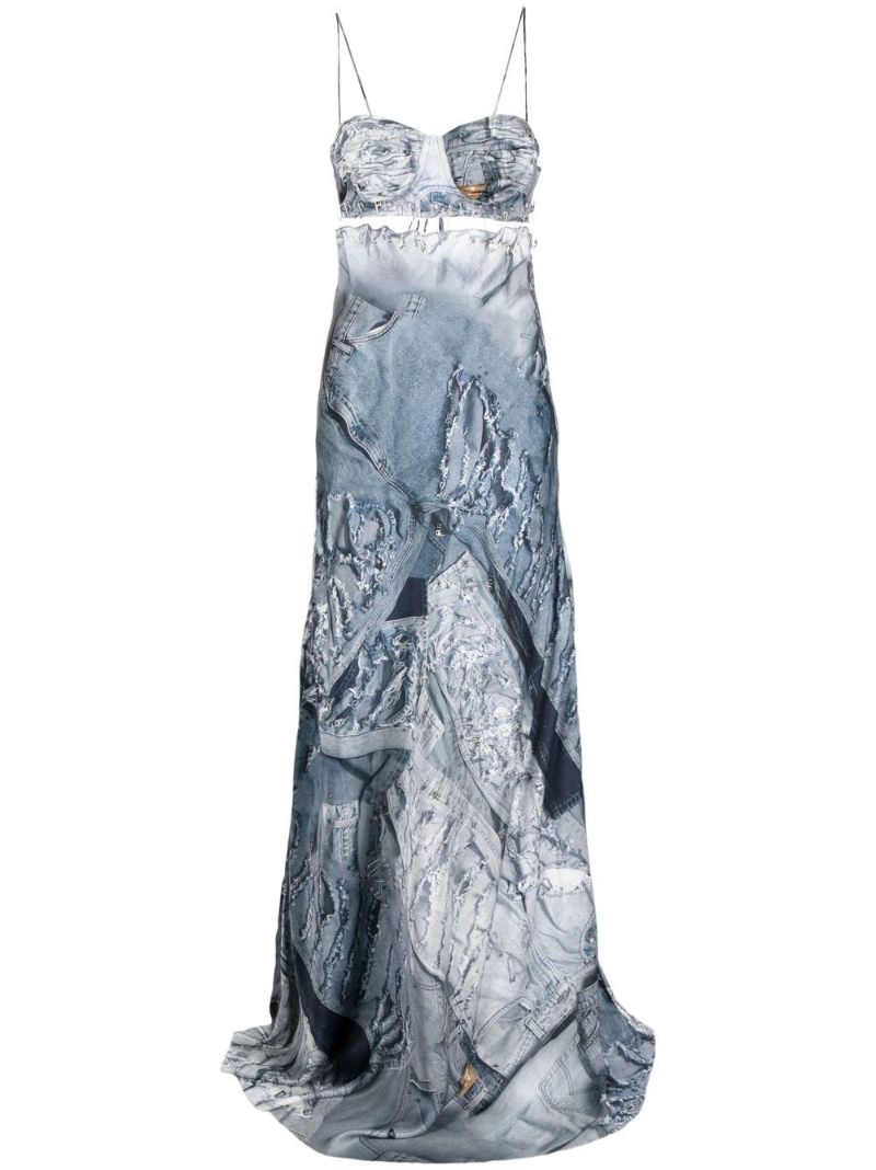 Blue Jeans Print Gown