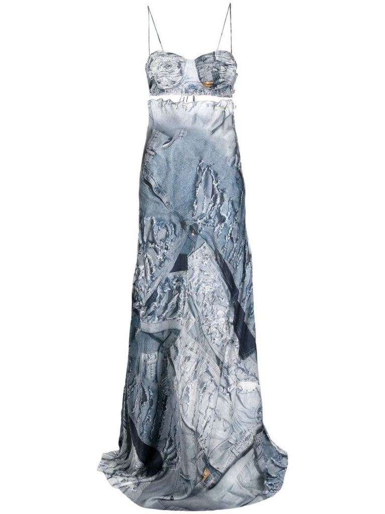 Blue Jeans Print Gown