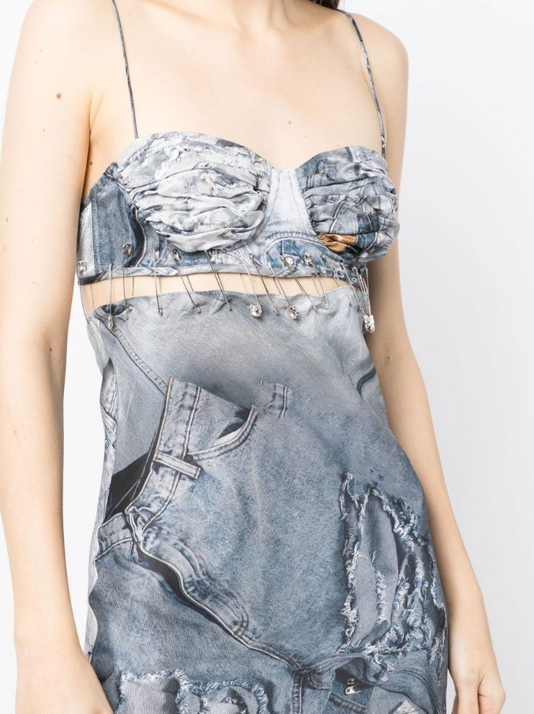 Blue Jeans Print Gown