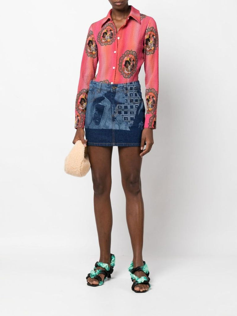 Pink Lily Printed Button-down Shirt