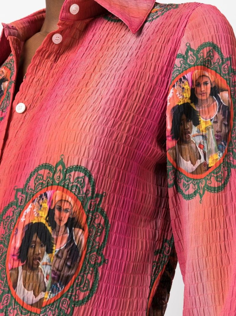 Pink Lily Printed Button-down Shirt