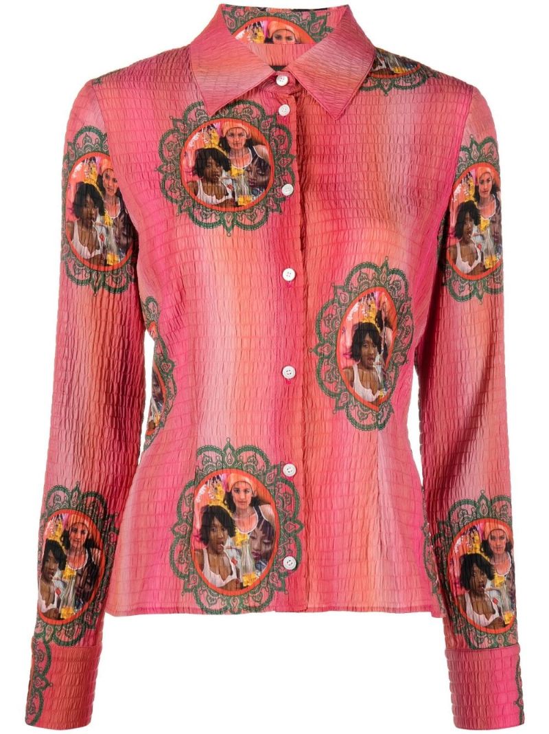 Pink Lily Printed Button-down Shirt