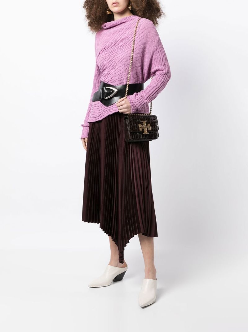 Brown Eleanor Mock Croc Leather Shoulder Bag