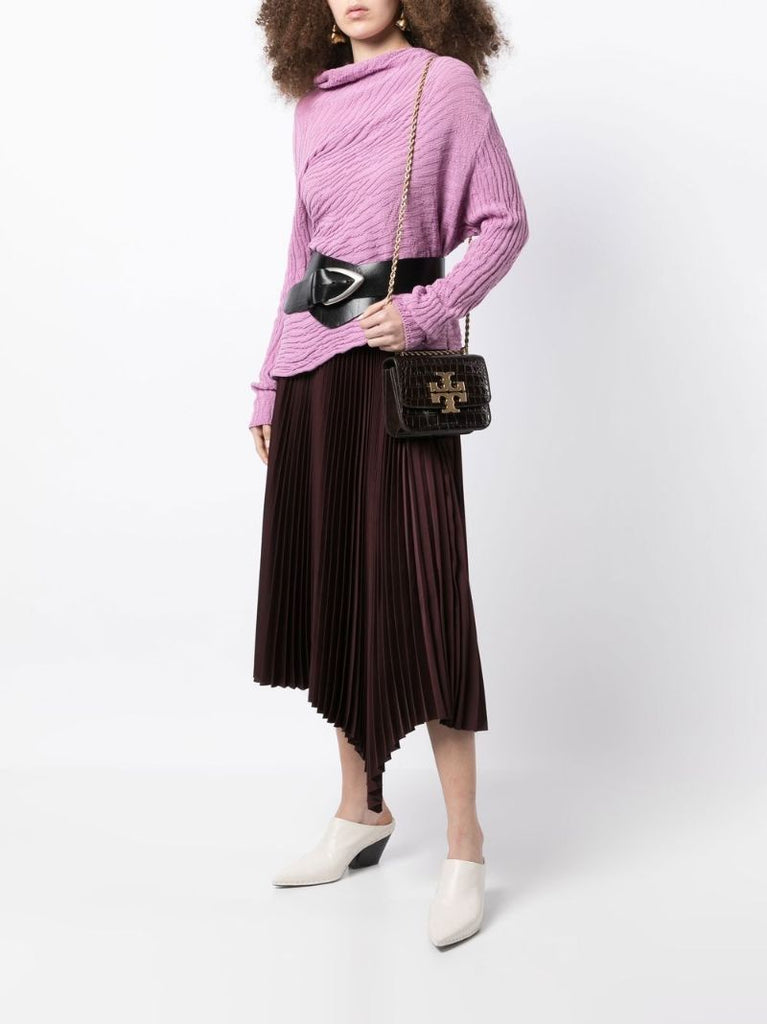 Brown Eleanor Mock Croc Leather Shoulder Bag