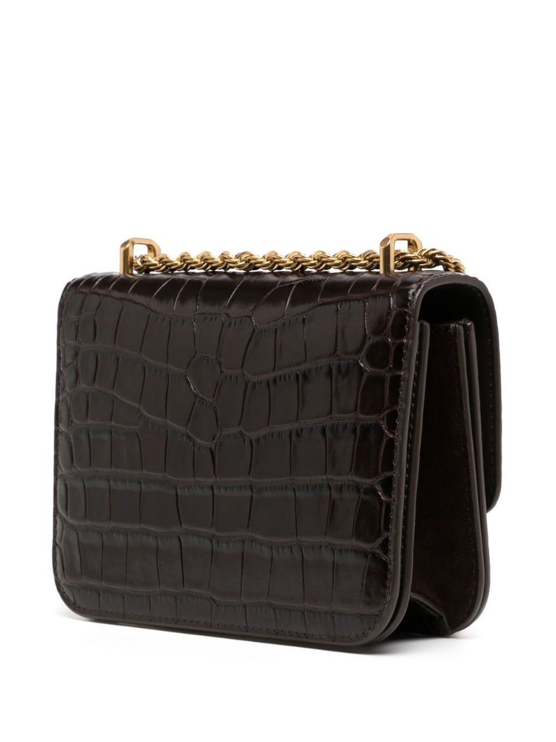 Brown Eleanor Mock Croc Leather Shoulder Bag