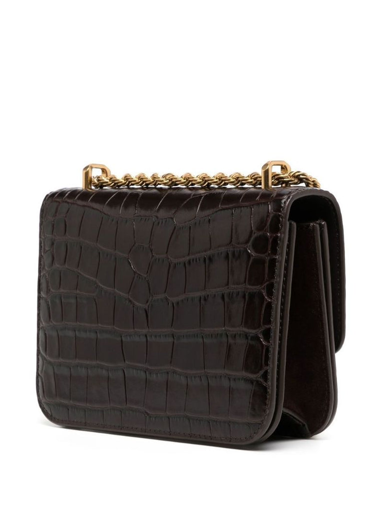 Brown Eleanor Mock Croc Leather Shoulder Bag