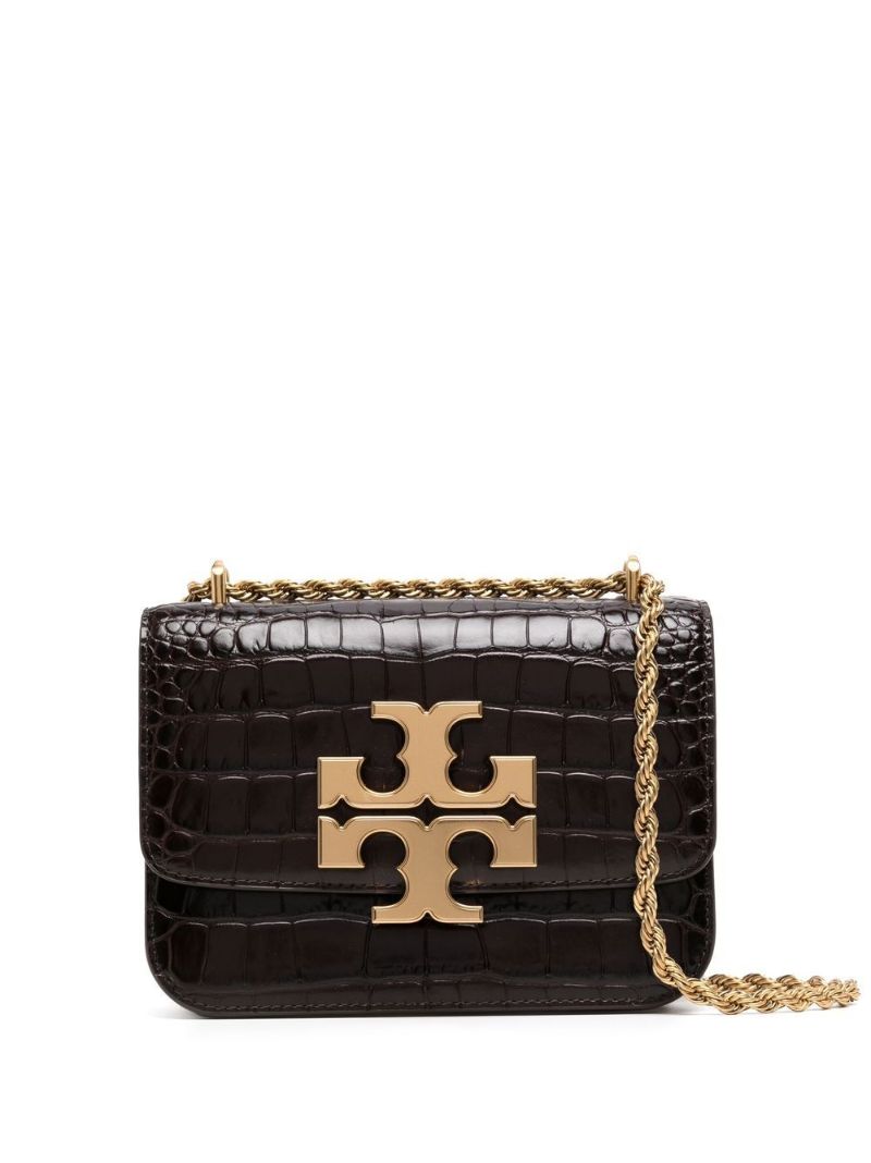 Brown Eleanor Mock Croc Leather Shoulder Bag