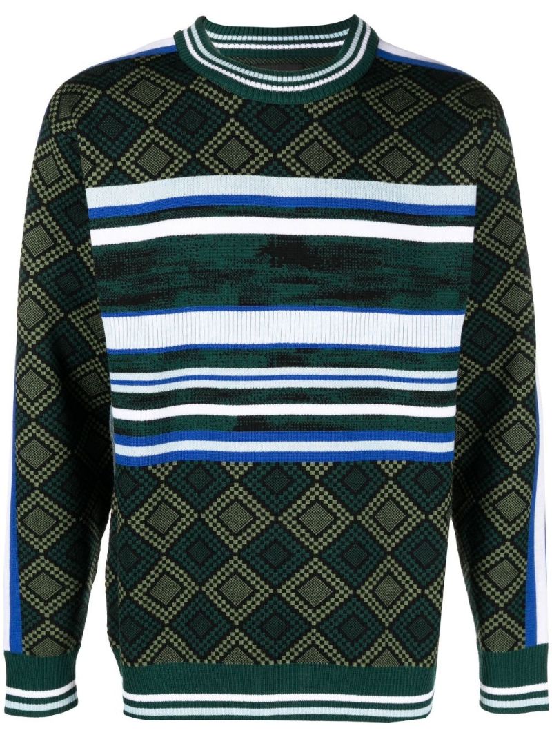 Green Lola Mixed Print Wool Sweater