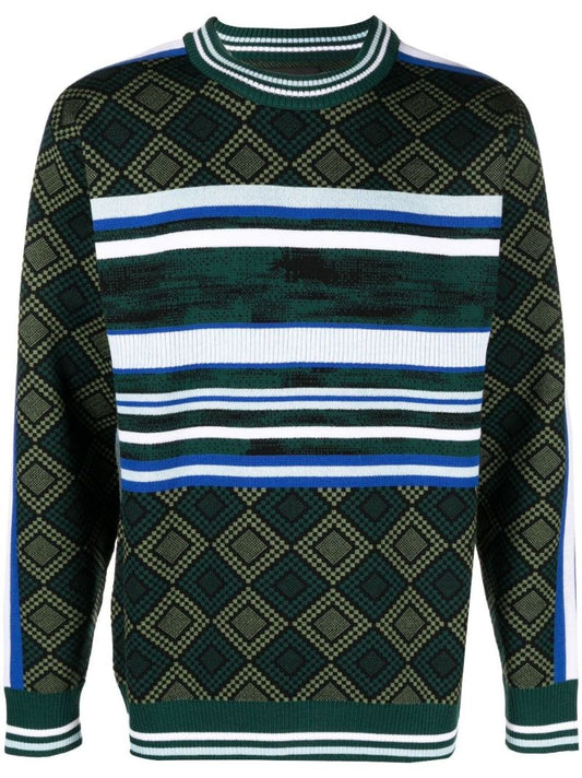 Green Lola Mixed Print Wool Sweater