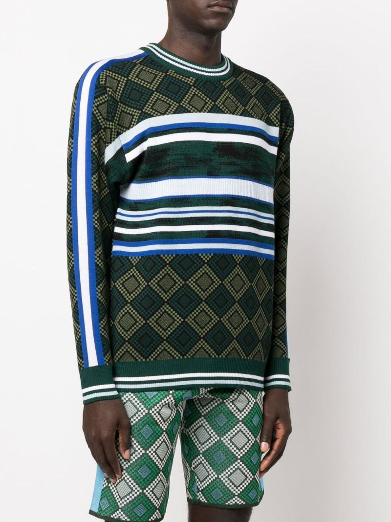 Green Lola Mixed Print Wool Sweater