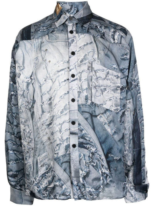 Blue Denim Print Shirt