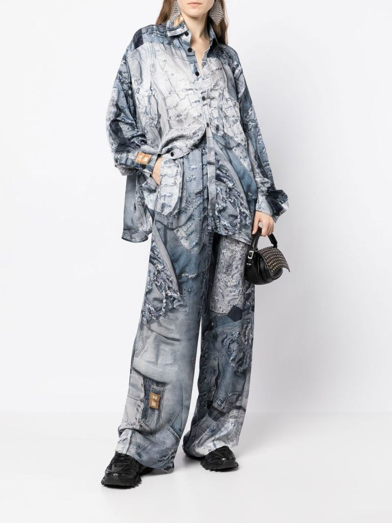 Blue Denim Print Shirt