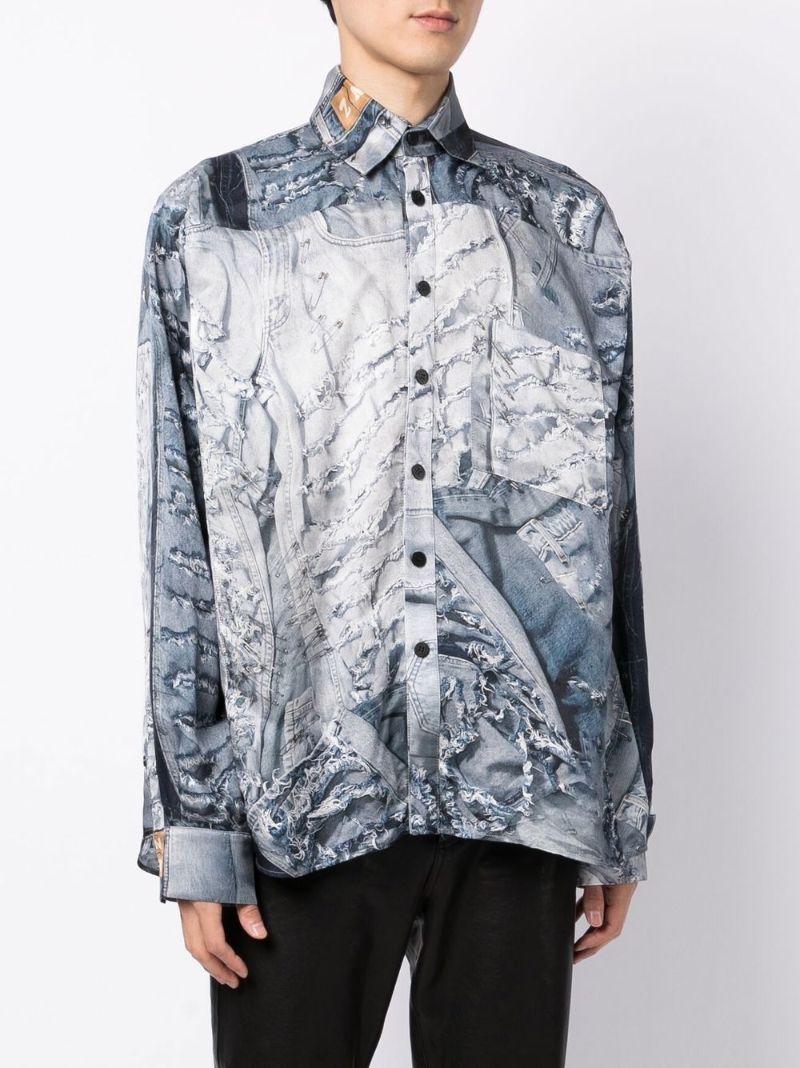 Blue Denim Print Shirt
