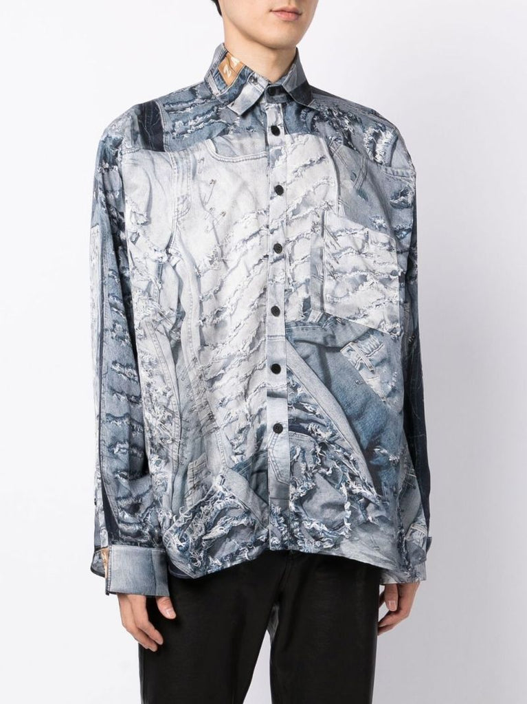 Blue Denim Print Shirt