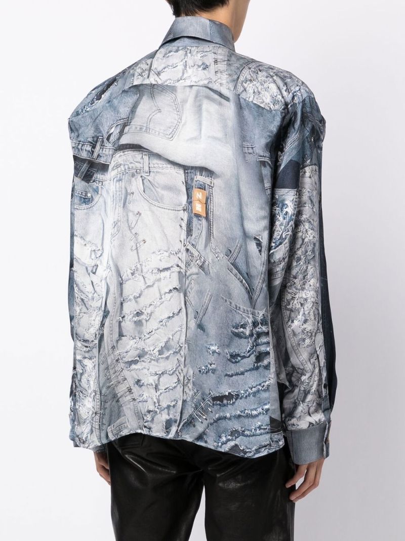 Blue Denim Print Shirt