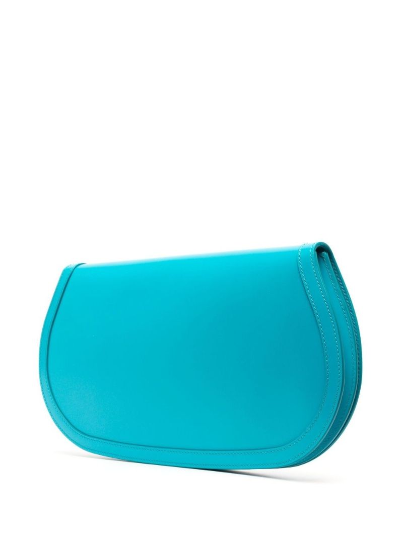Blue Logo Plaque Leather Clutch Bag