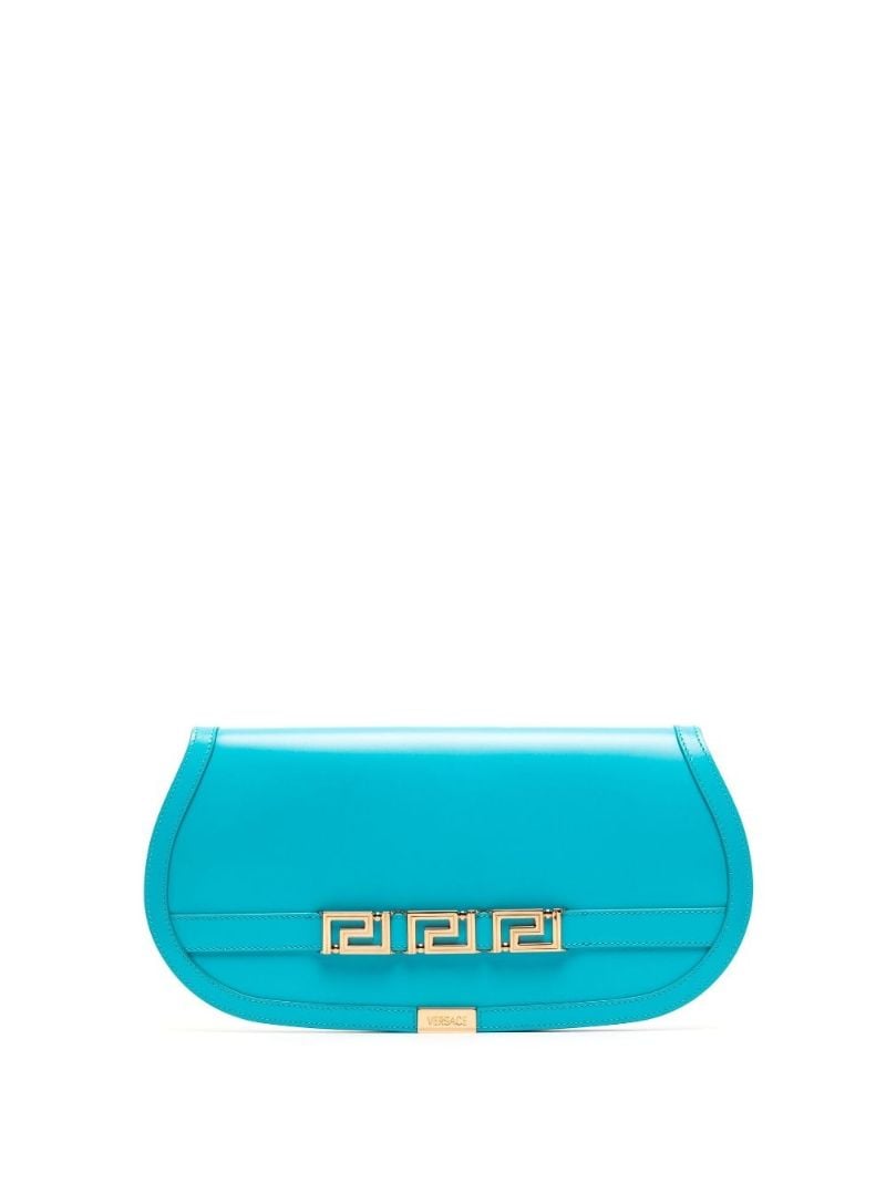 Blue Logo Plaque Leather Clutch Bag