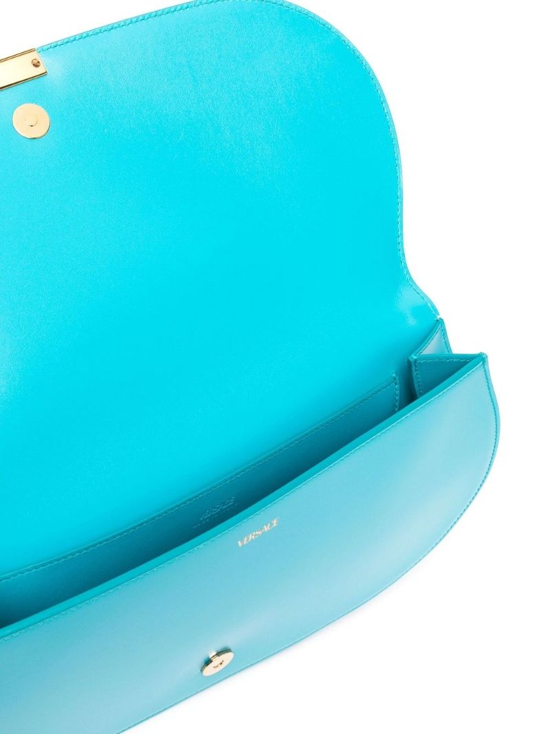 Blue Logo Plaque Leather Clutch Bag