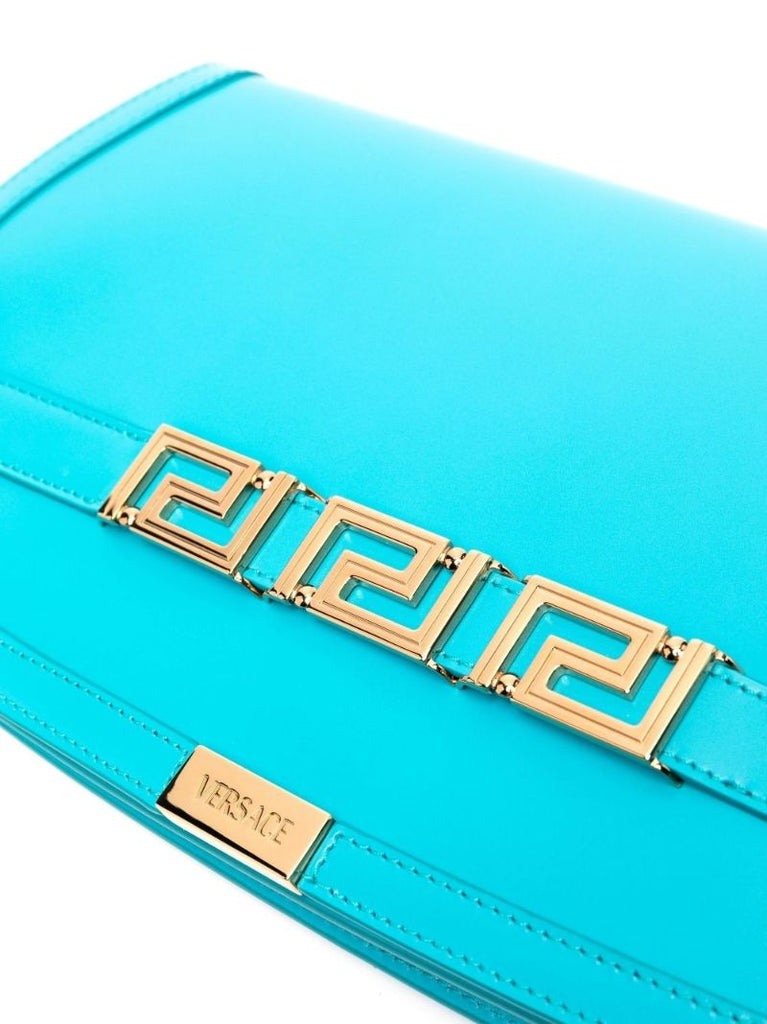 Blue Logo Plaque Leather Clutch Bag