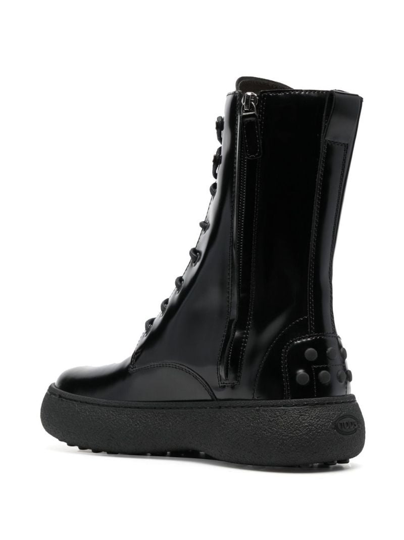 Black W.g. Lace-up Leather Boots
