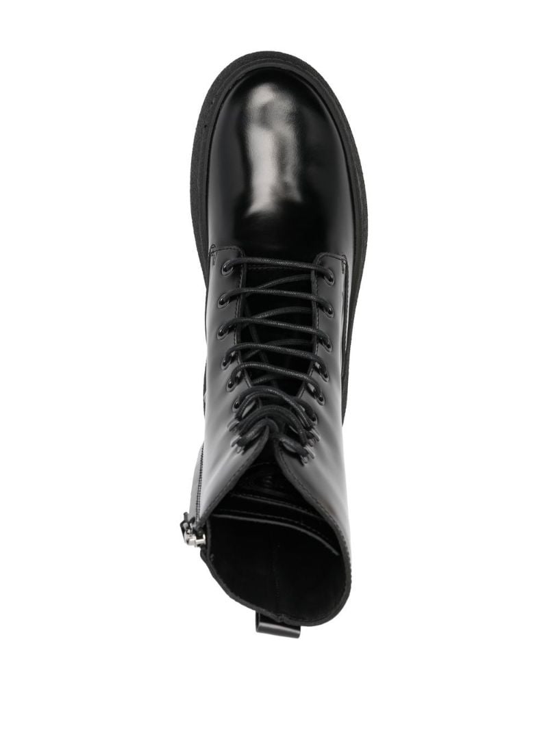 Black W.g. Lace-up Leather Boots