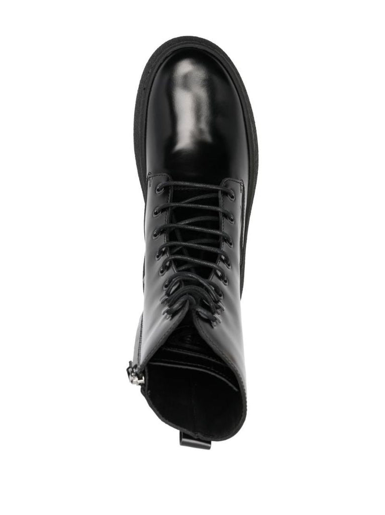 Black W.g. Lace-up Leather Boots
