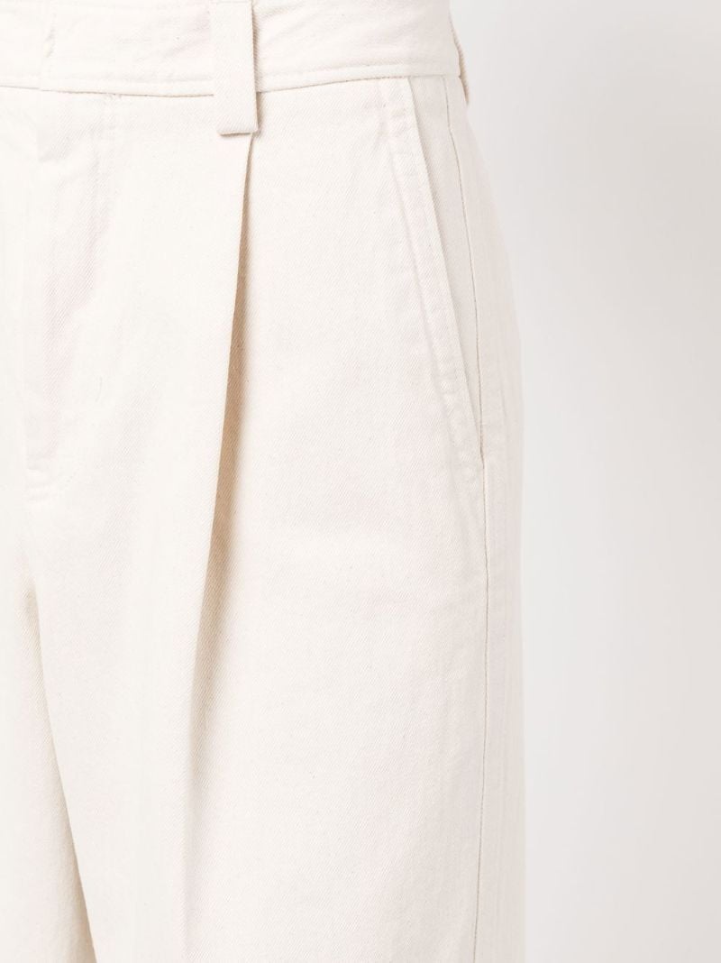 Neutral Pleated Straight-leg Jeans
