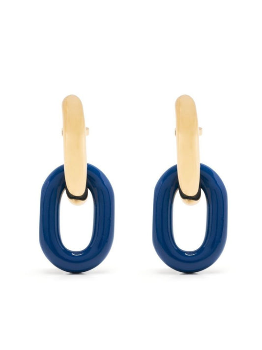 Gold-tone Xl Link Enamel Hoop Earrings