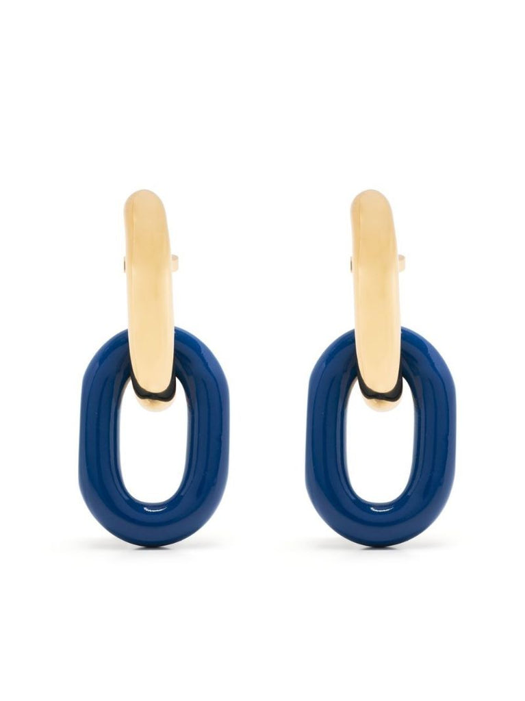 Gold-tone Xl Link Enamel Hoop Earrings