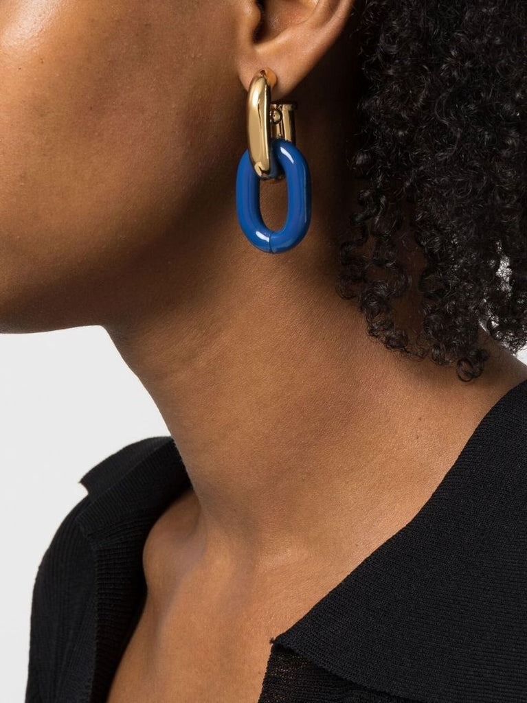 Gold-tone Xl Link Enamel Hoop Earrings