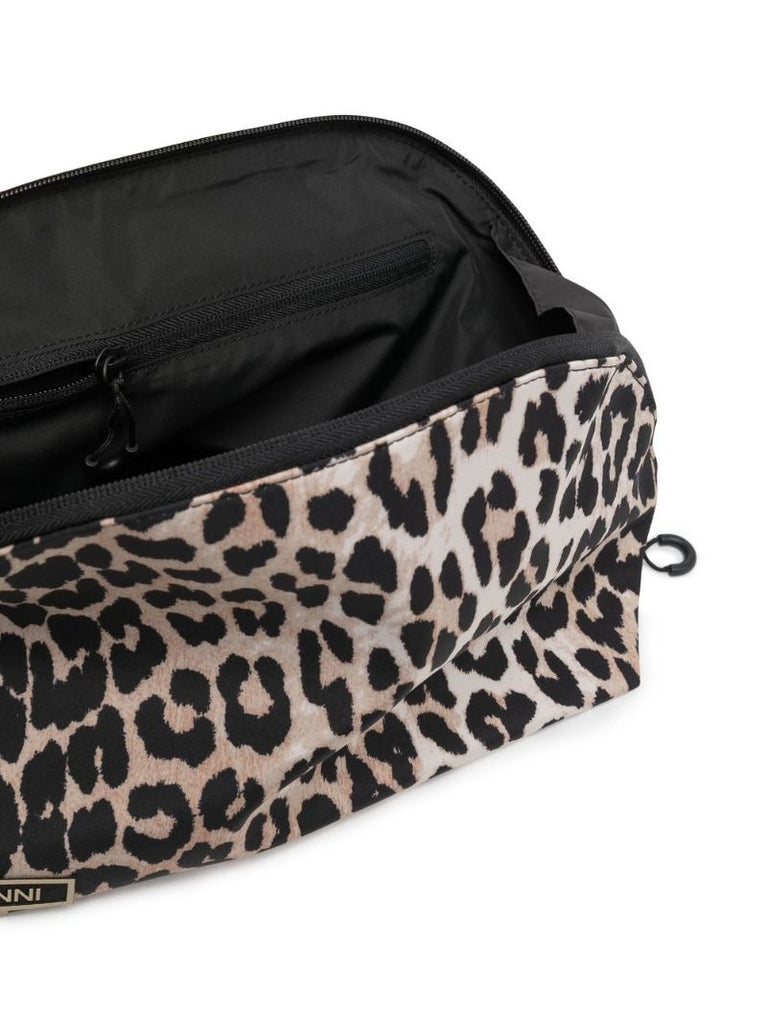 Beige Leopard Zipped Makeup Bag
