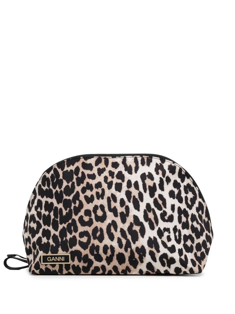 Beige Leopard Zipped Makeup Bag