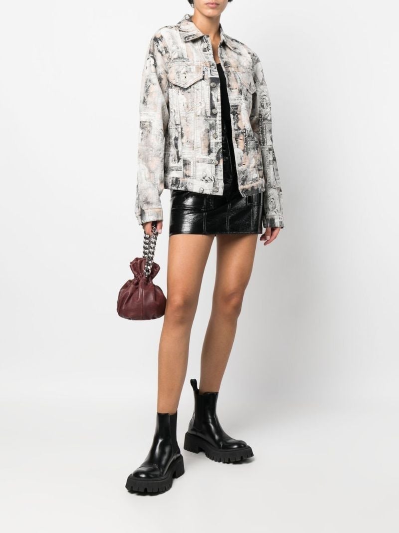 White Santino Printed Denim Jacket