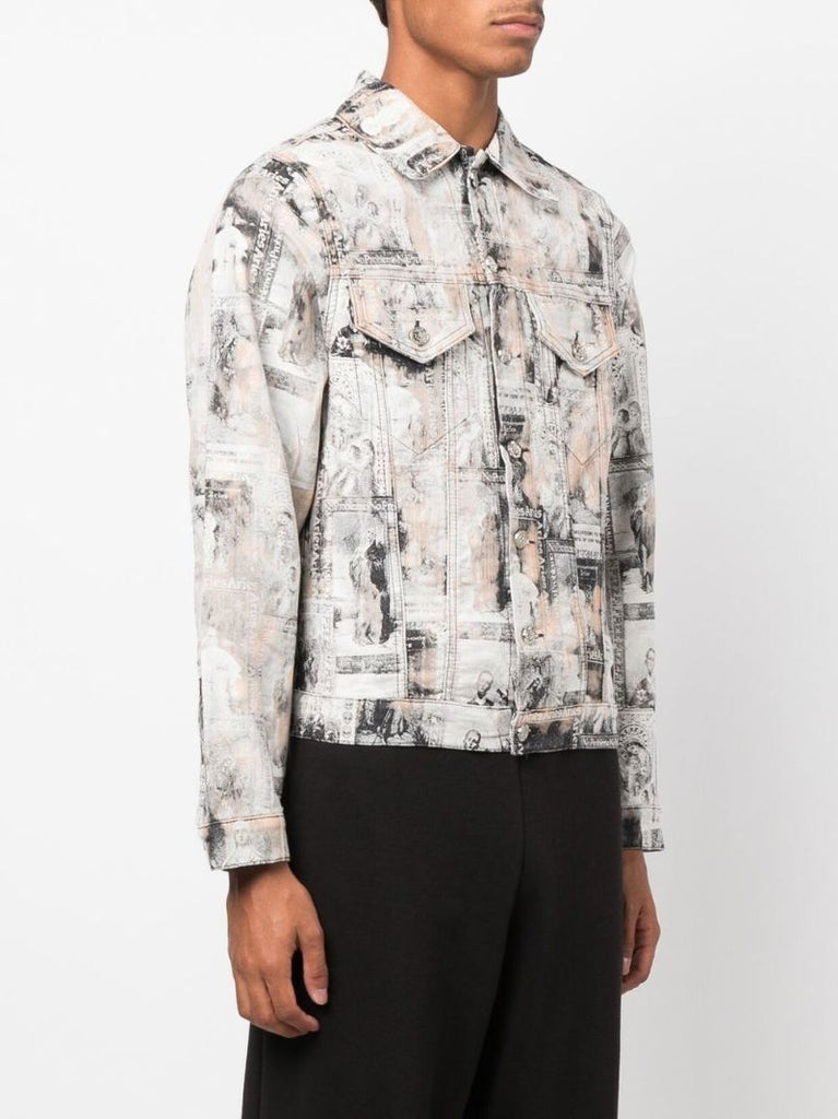 White Santino Printed Denim Jacket