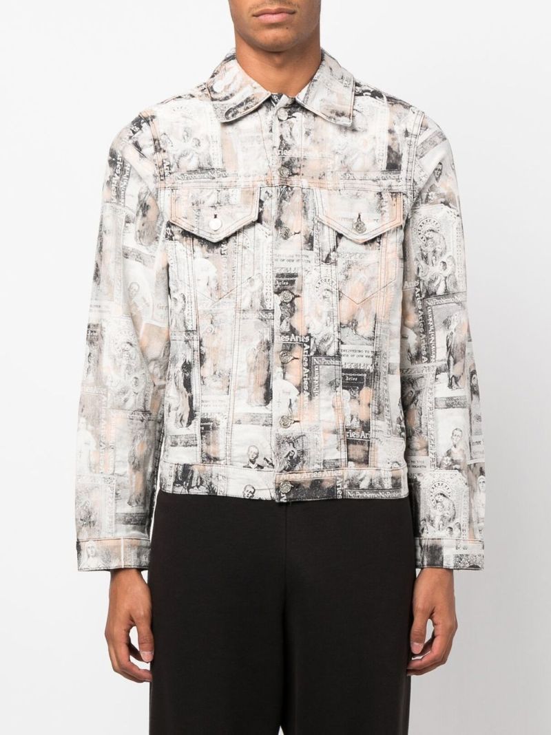 White Santino Printed Denim Jacket