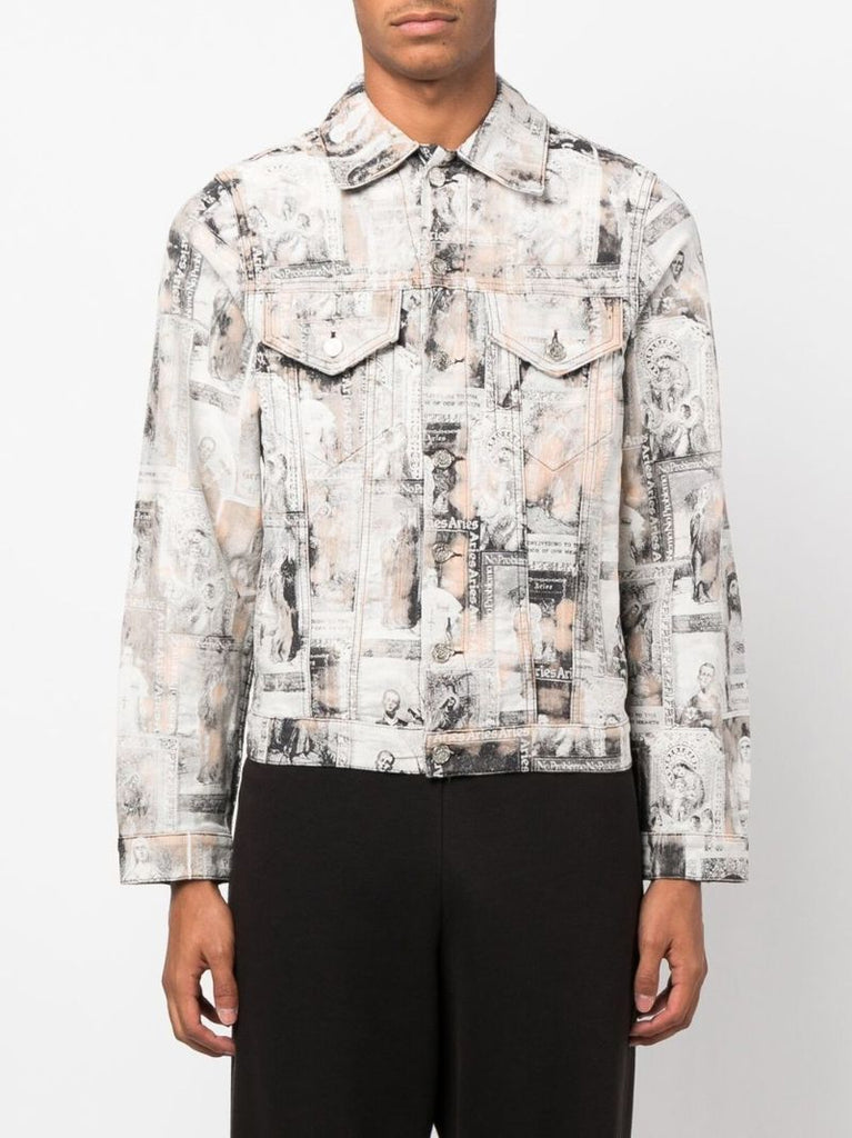 White Santino Printed Denim Jacket