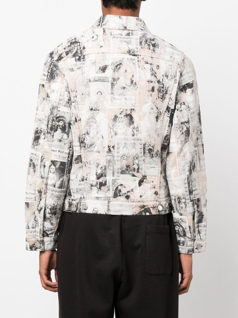 White Santino Printed Denim Jacket