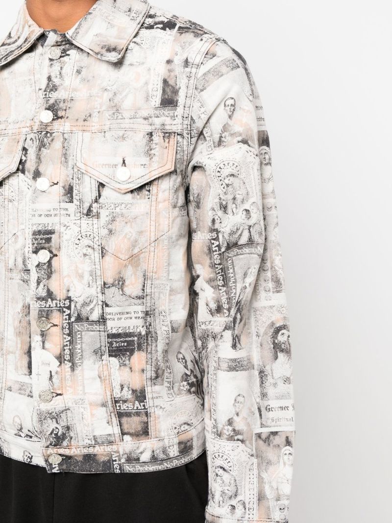 White Santino Printed Denim Jacket