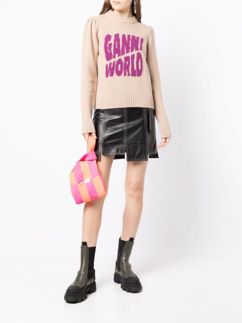 Neutral Logo Intarsia Sweater